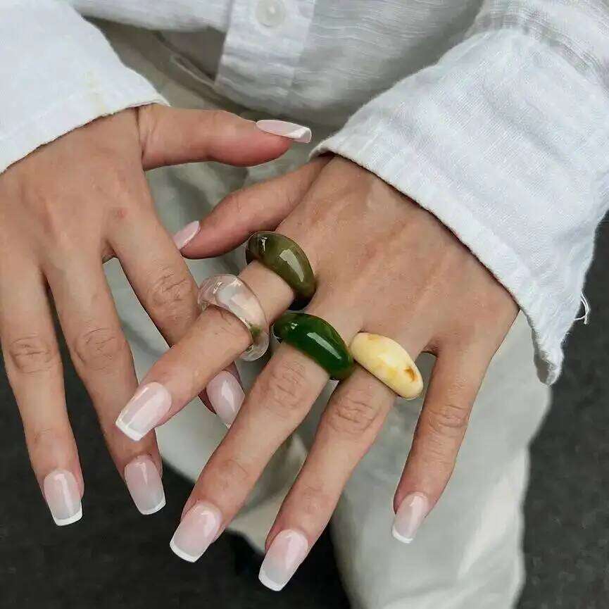 Ingemark 4 Colors Y2K Boho Resin Acrylic Irregular Finger for Women 2025 New Trend Simple Knuckle Rings Aesthetic Jewelry H260312