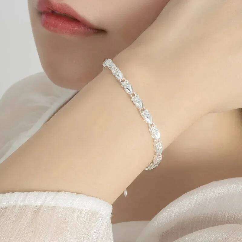 925 Sterling Silver Chain Bracelets For Women Vintage Luxury Heart Shaped Adjustable Bracelet Classic Party Charms Jewelry Gifts Z260313