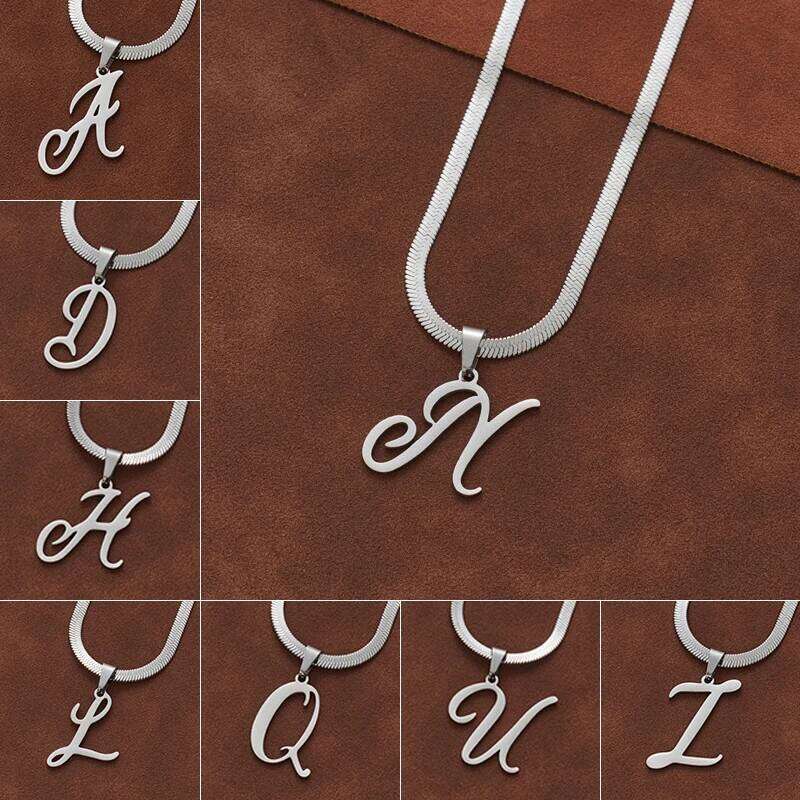 Dainty Initial Necklace Silver Color 26 Letters Snake Chain Necklaces for Women Girls Fashion Name Jewelry Choker Birthday Gifts H260312