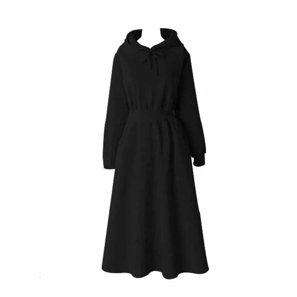 Hooded Hoodie Dresses Loose Dress Slimming Waist Casual Comfortable Long Skirt Korean Style Autumn Winter Simple Solid DressT260314