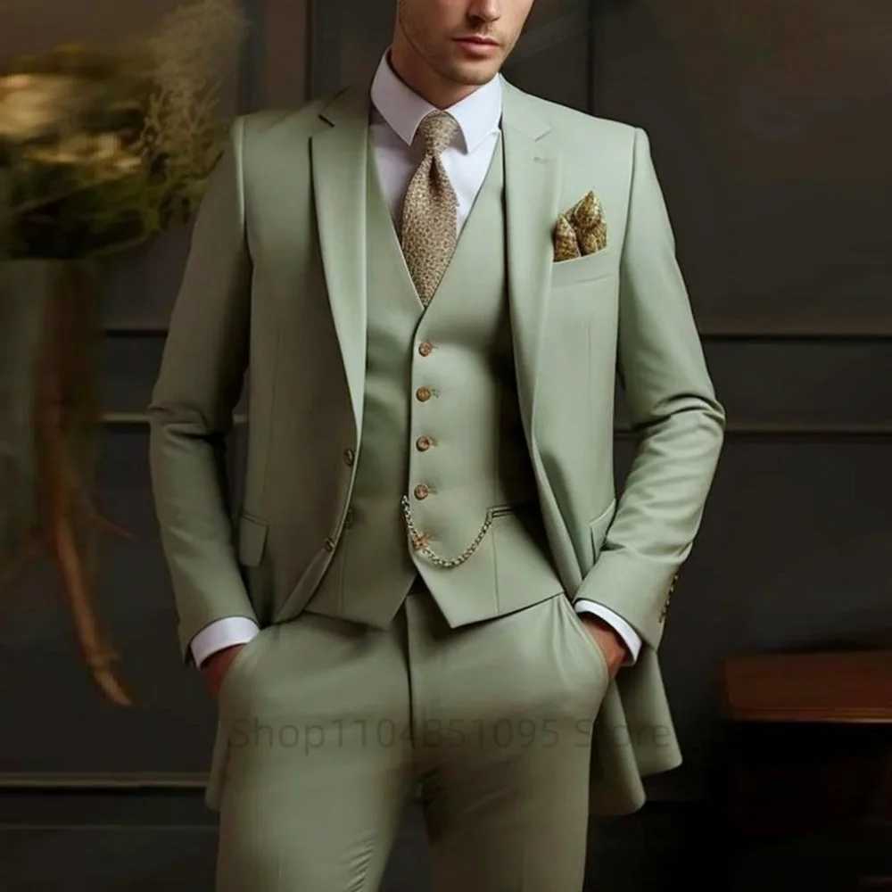 Classic Wedding Solid 3-Piece Smoking Ternos Fino Adjusted Male Formal Business Suits for Groomsmen And Festive Occasions M260313