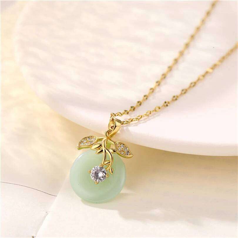 New Elegant Vintage Ping Buckle Pendant Stainless Steel Necklaces For Women Chinese Wind Female Lucky Guard Neck Chain Jewelry H260312