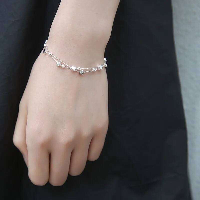 URMYLADY 925 sterling silver Beautiful stars Bracelets for women korean fashion party Wedding Jewelry Holiday gifts Z260313
