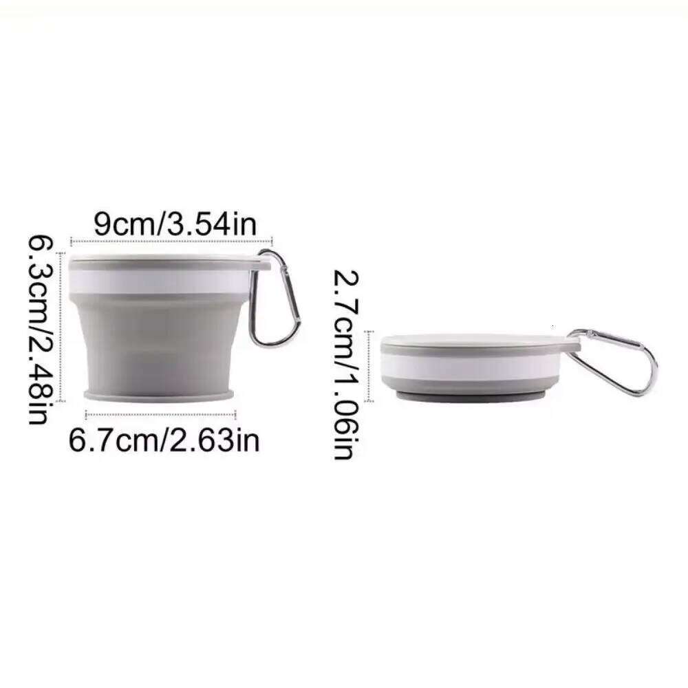 Portable Foldable Travel Mug Leak Proof with Carabiner Silicone Drinking Heat-resistant Space Saving Retractable Camping Cup Z260313
