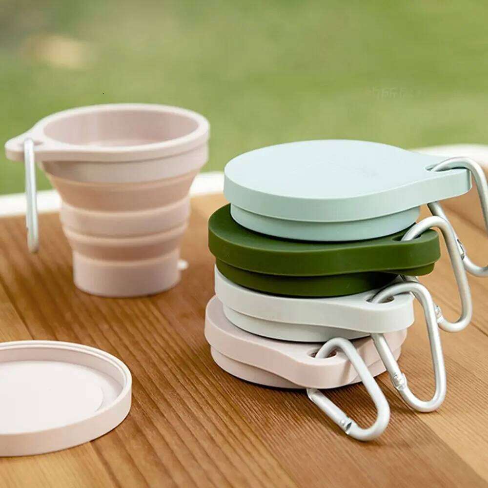 Silicone Portable Water Camping With Lid Outdoor Travel Folding Coffee Mugs Retractable Cup Drinking Mug Z260314