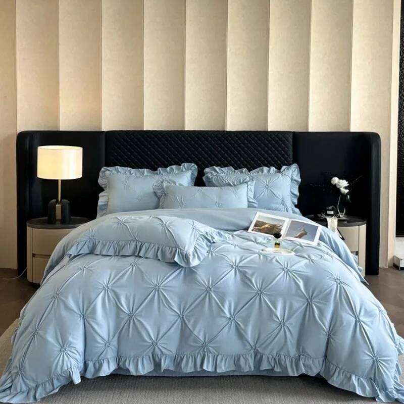 2025 new solid color princess wind-washed skin-friendly cotton twist lace craftsmanship beautiful series four-piece set H260312 - view 7