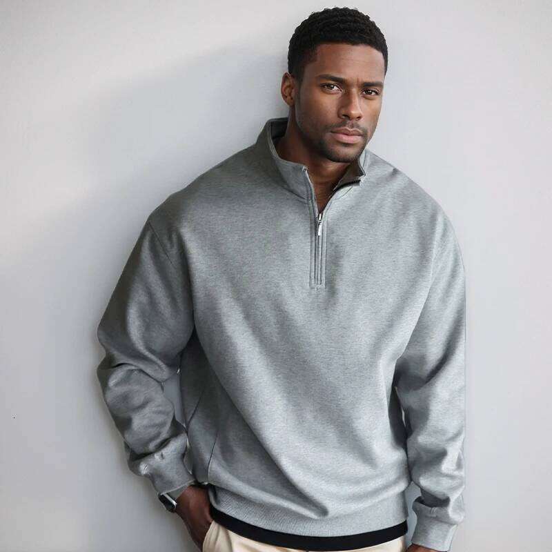 Sweatshirt Male Street Y2k Clothes Heavyweight Oversized Pullover Half Zip Collar For Gym Workout And Casual Winter Wear 26Y0313