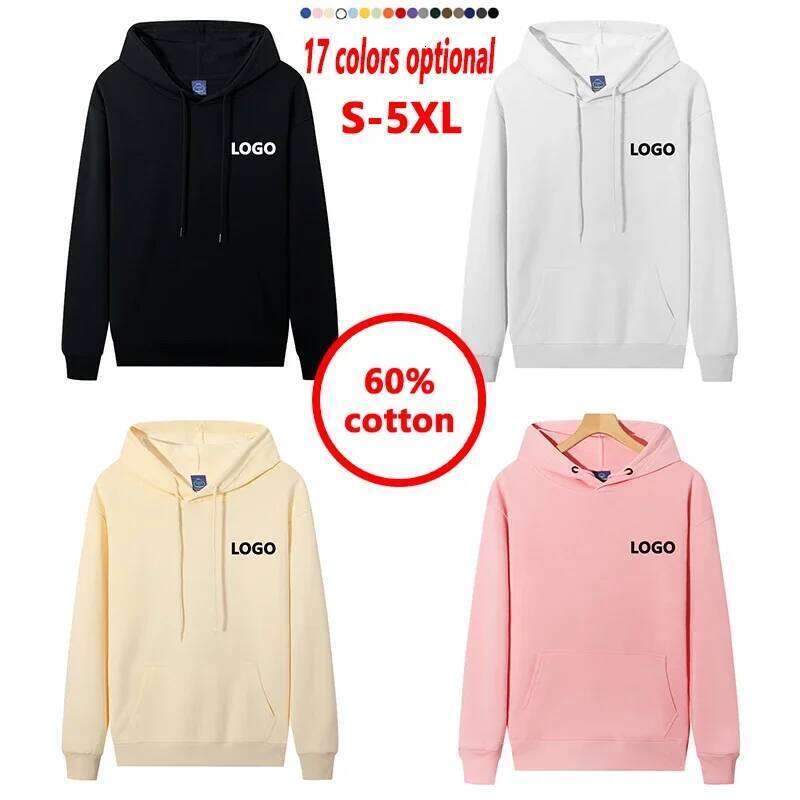 Customized 60% Cotton Hoodie Men Fashion Long Sleeve Sweatshirts Women Personality Printed Streetwear Hoody Pullovers Sudaderas 26Y0313