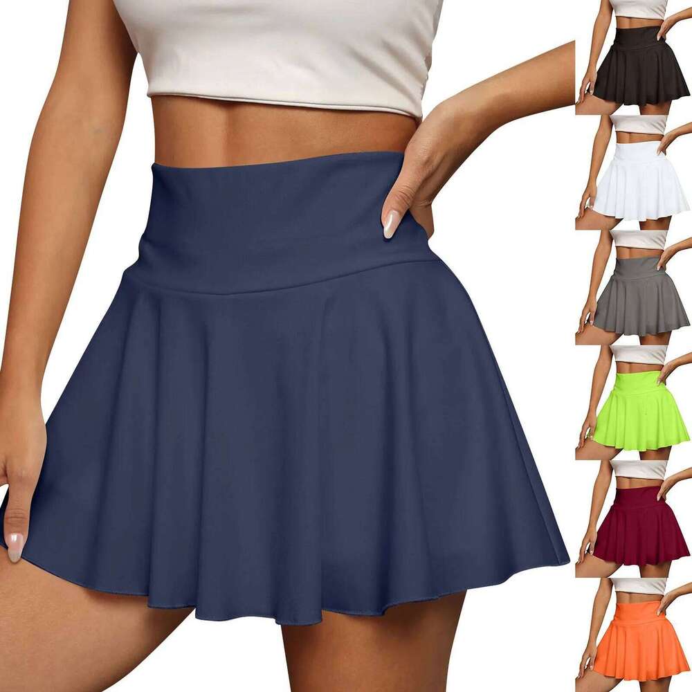 Women's Sports skirt Casual High Waist Gym Quick Dry Mini Skirts Solid Color Short Half faldas Sport tennis Pleated Skirt saia Z260314