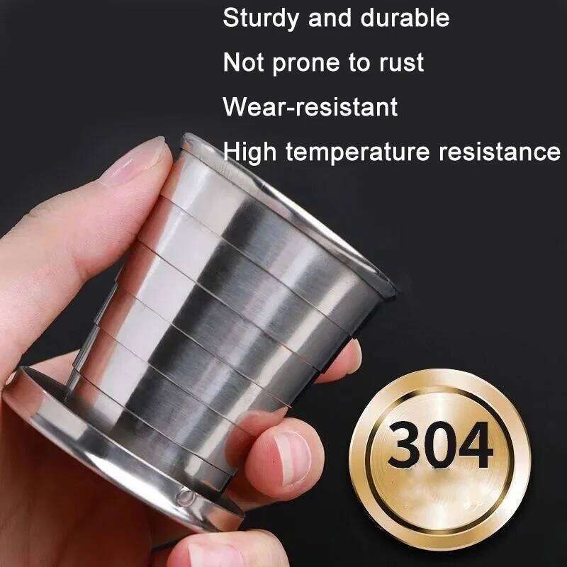 Innovative Foldable Sports CupPportable Outdoor Hook Rotatable And Retractable Stainless Steel Water Cup portable Z260314