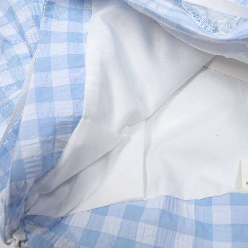 Japanese Kawaii Lace Trim Mini Lolita Style Gingham Layers A-line Y2k Aesthetic Plaid Skirt Teen Girl Streetwear Z260314