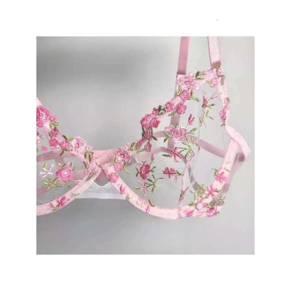 Sexy Lingerie Set - Pink French Lace Bra|G-stringFloral Embroidery Women's Underwear,Sweet Push Up Bra Set,Valentine's Day Gift