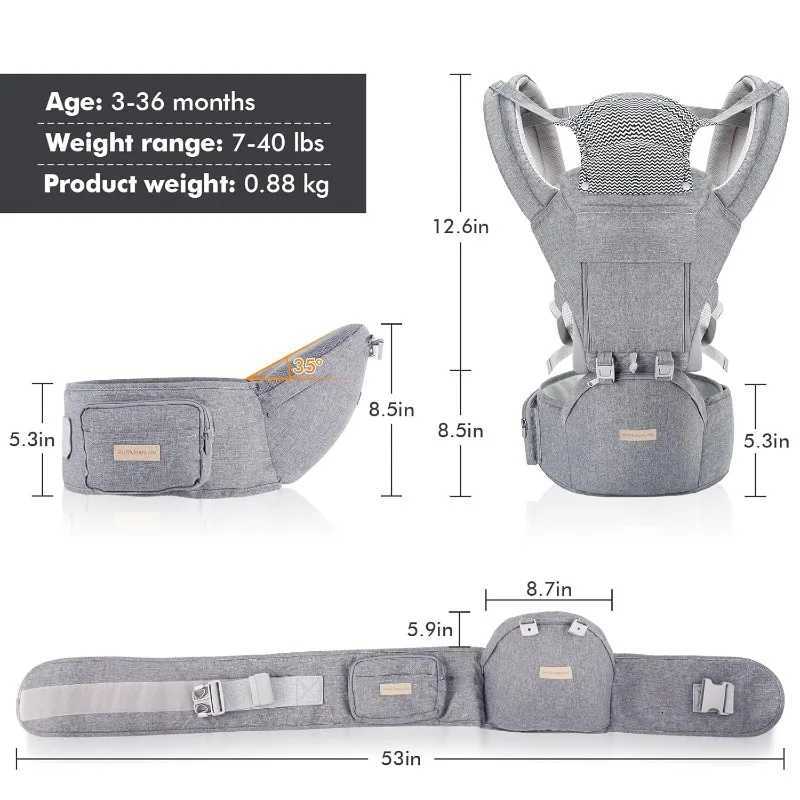 Baby Carrier Newborn to Toddler Convertible Carrier Ergonomic Infant Carriers Adjustable Strap Perfect Travel 3-36 Months Grey X260313
