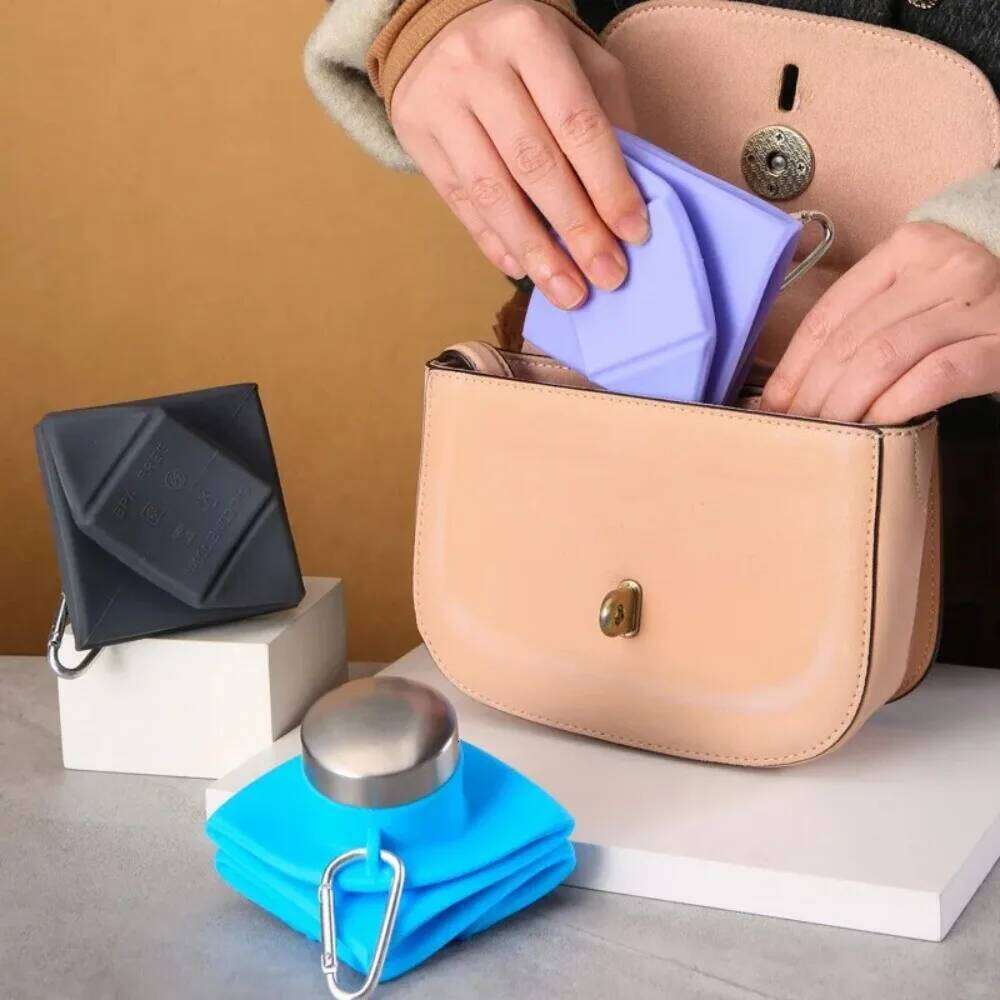 Diamond-Shaped Folding Silicone Water - Food-Grade Portable Outdoor Sports Travel Bottle Z260313