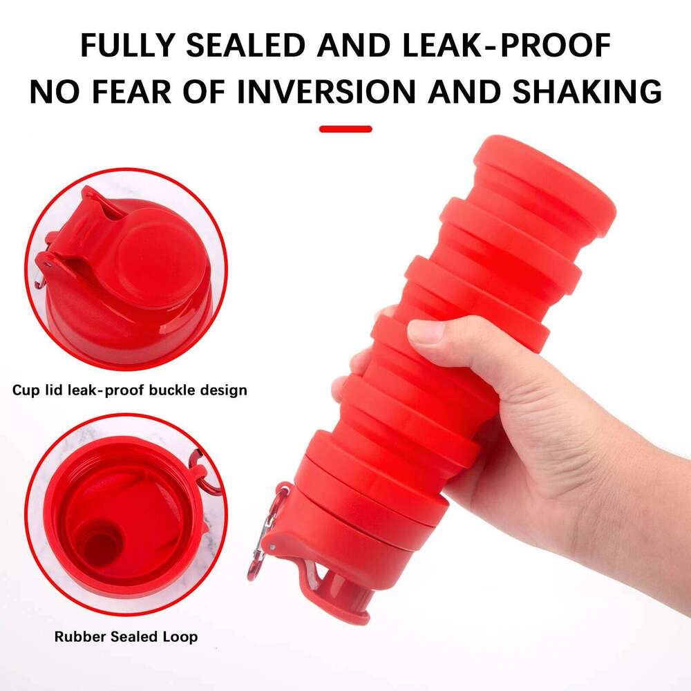 1 PC Red 500ML Portable Foldable Silicone Bottle Folding Gym Water Bottles Food Grade Z260313