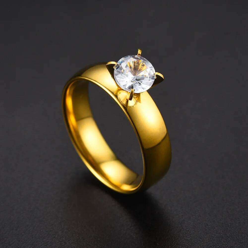 Fashion Gold-Color Stainless Steel Couple Set for Women And Men Engagement Wedding Band Rings Valentine's Day Gift H260312