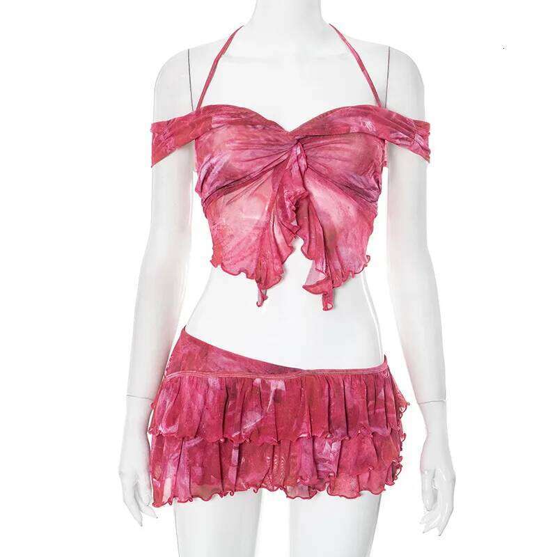 Beach Vacation Style Printing Suspender Neck Set European and American Cross-border Hot Sale Y260303