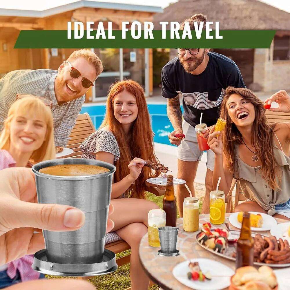 75ml/150ml/250ml/450ml Stainless Steel Folding Cup Telescopic Mug for Tea with Keychain Handcup Portable Outdoor Travel Z260313