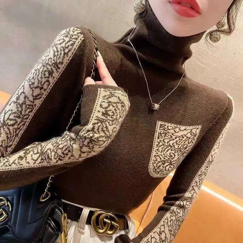Vintage Harajuku Turtleneck Knitted Sweater Soft Women's Pullover Slim Long Sleeve Top Autumn Winter Base Shirt Knitwear Clothes Z260313