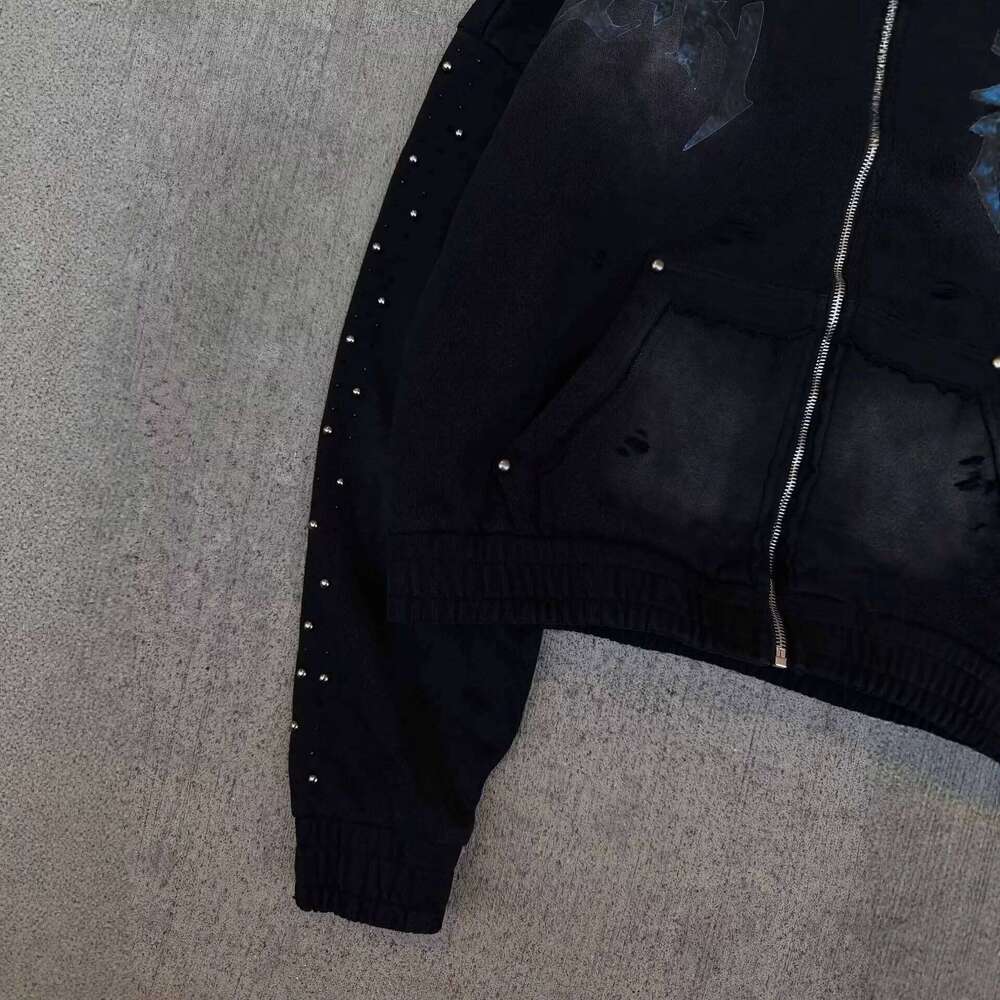 2026 New Personalized Rhinestone Hoodie Retro Street Fashion Long Sleeve Pullover Loose Versatile Casual Outerwear Z260314