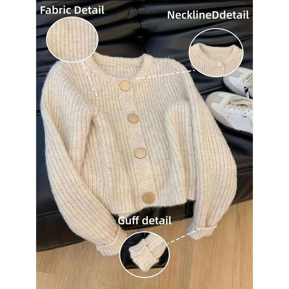 Xiaoxiangfeng Big Button Cardigan Sweater-Fashion Women's Tops Hot Woolen Soft Knitted Long Sleeve Beautiful Ladies Sweater Z260313