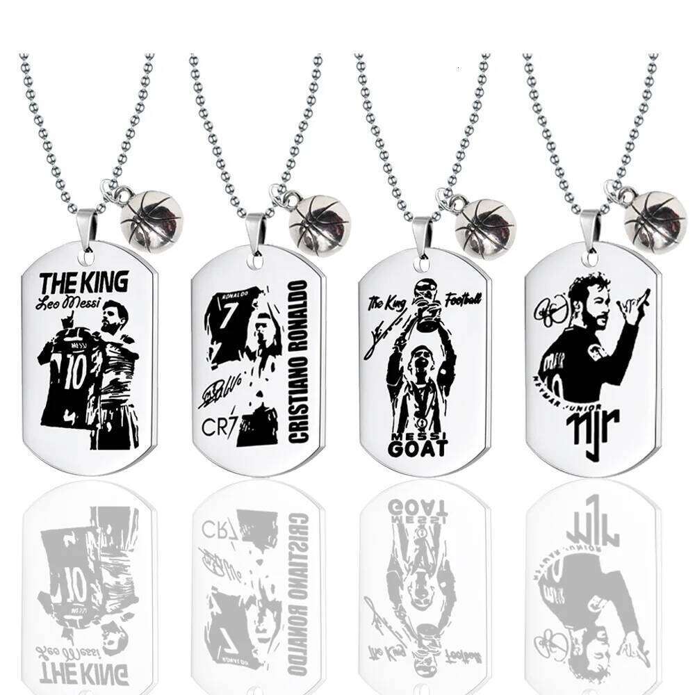 Football Soccer Star Gift Lionel Messi Cristiano Ronaldo Neymar Stainless Steel Pendant Necklace for Men Chain Accessories Jewel H260312