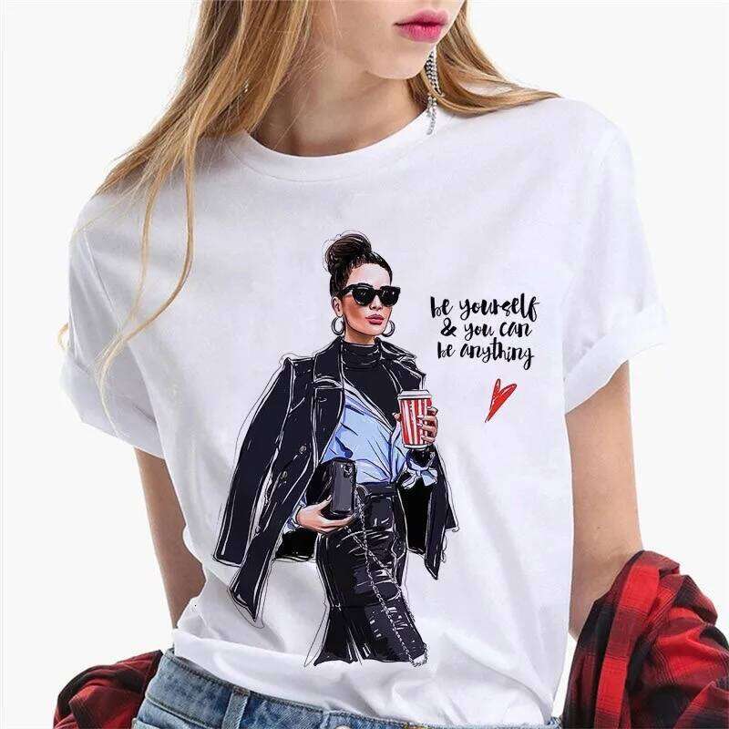 Paris Girl Europe and America Fashion Loose Ins White Short-sleeved T-shirt Woman Graphic T Shirts Harajuku Women Clothes Z260314