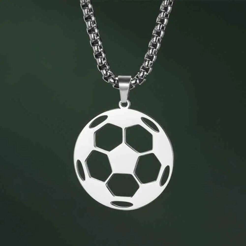 My Shape Soccer Pendent Necklaces for Women Men Stainless Steel Football Charms Necklace Box Chain Fashion Jewelry Boys Fans H260312