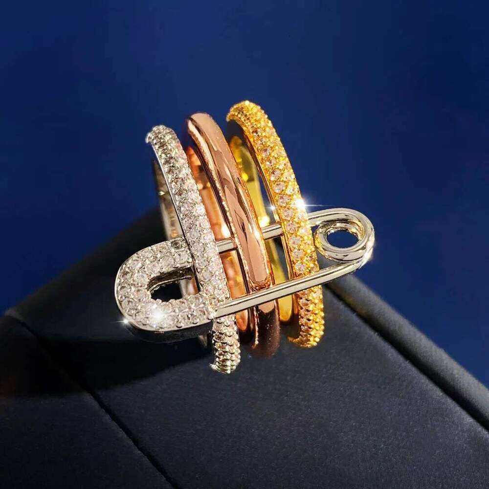 Connection Three Layers Pin for Women CZ Cubic Zirconia Stackable Rings Stainless Steel New Year Gift Party Jewelry H260312