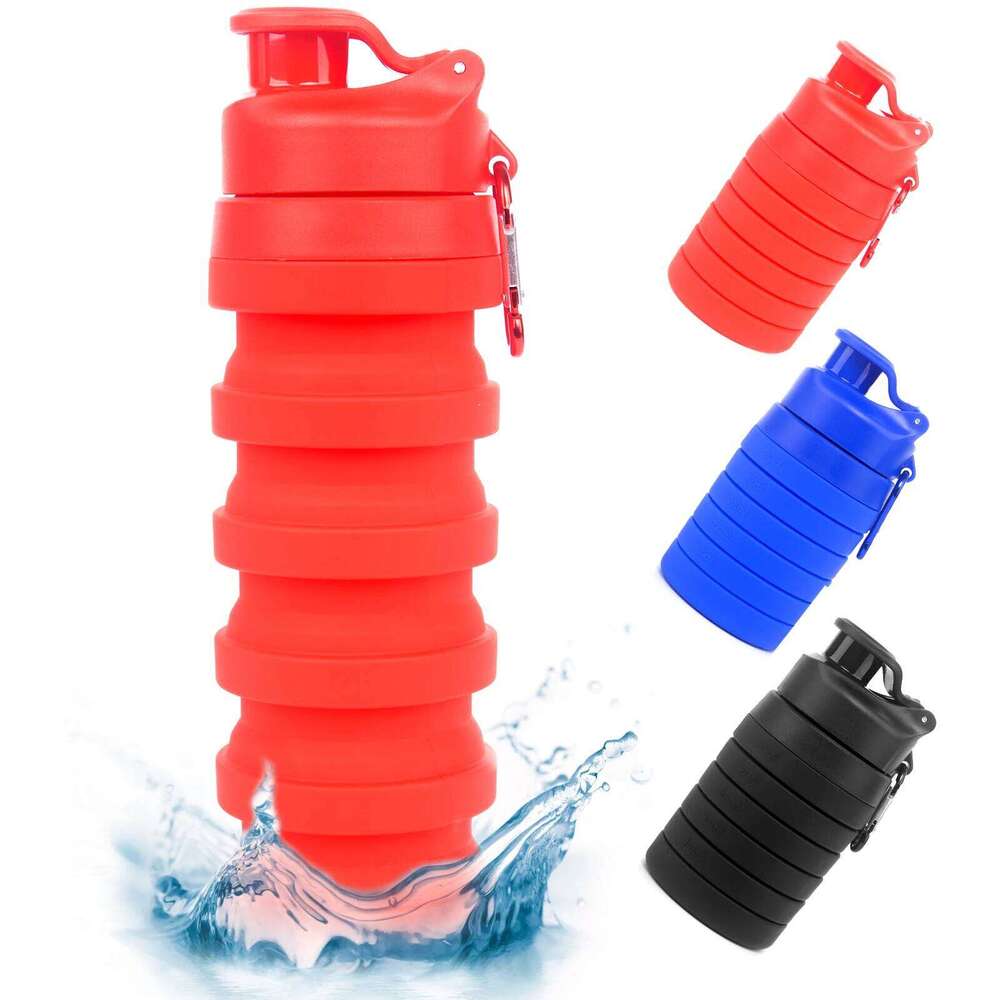 1 PC Red 500ML Portable Foldable Silicone Bottle Folding Gym Water Bottles Food Grade Z260313