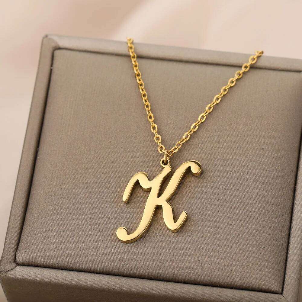 Dainty Letter Necklaces For Women Gold Color Minimalist Stainless Steel Initial Necklace Femme Wedding Jewelry Gift H260312