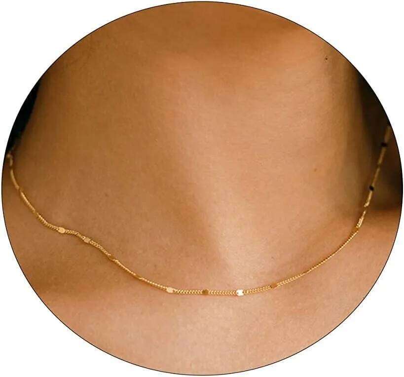 K Gold/Silver Plated Satellite Choker Shining Dots Station Sparkle Necklace Link Chain Exquisite Jewelry for women H260312