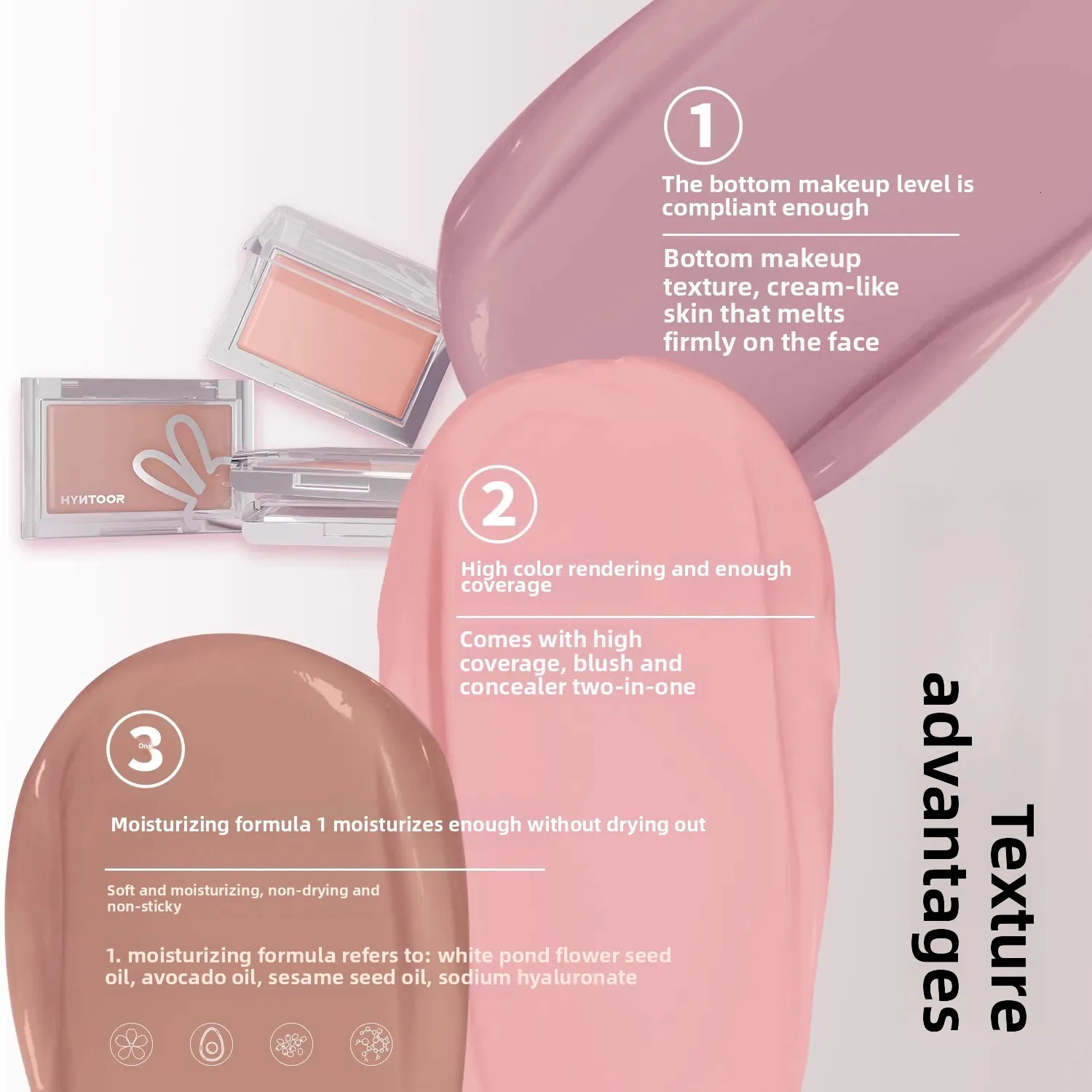 HYNTOOR Base Makeup Blush Cream Brightens Concealer Cream Brightens Shrinking and Expanding Facial Makeup 260305