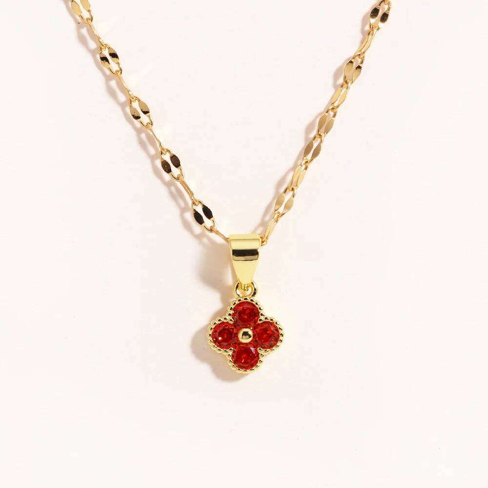 Stainless Steel Multicolor Zircon Cr Necklace Female Personality Fashion Niche Collarbone Chain Design Sense H260312