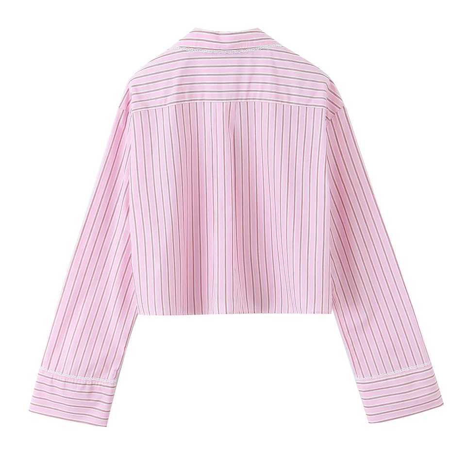 DUOPERI Women Y2K Fashion 3 Pieces Sets Pink Striped Shirt Trousers With Belt Thin Straps Tops Feamle Chic Pants Sets M260313