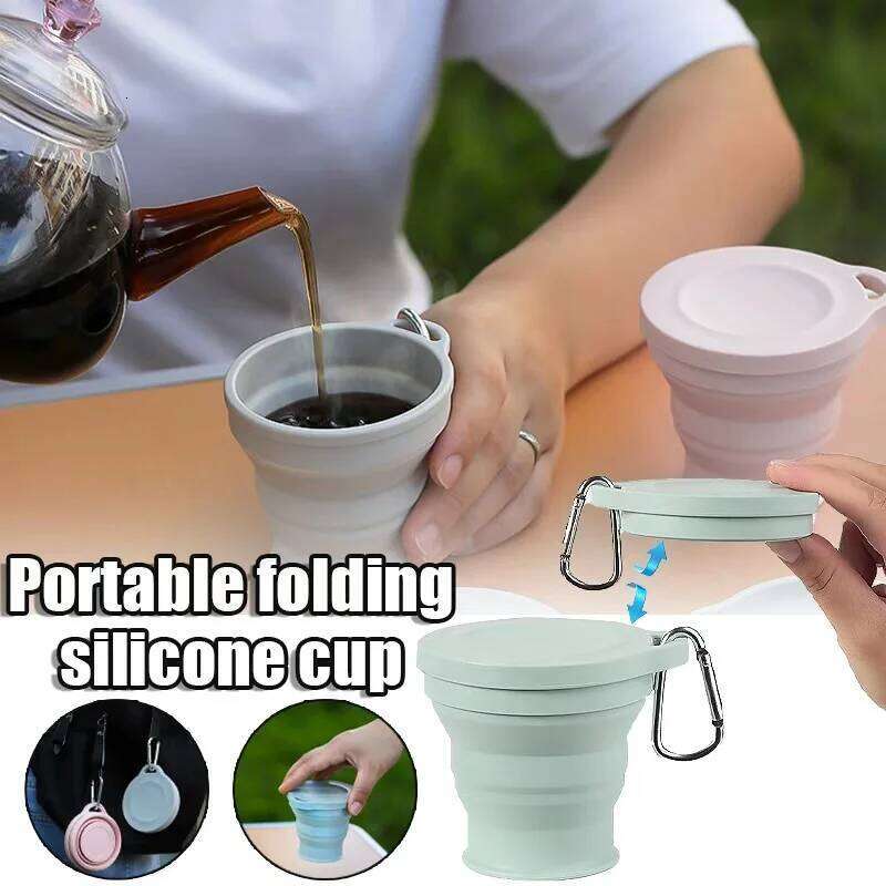 Outdoors Folding with Hanging Hole Creative Water Portable Washing Fashion Travel Silicone Cup Bowls Z260314