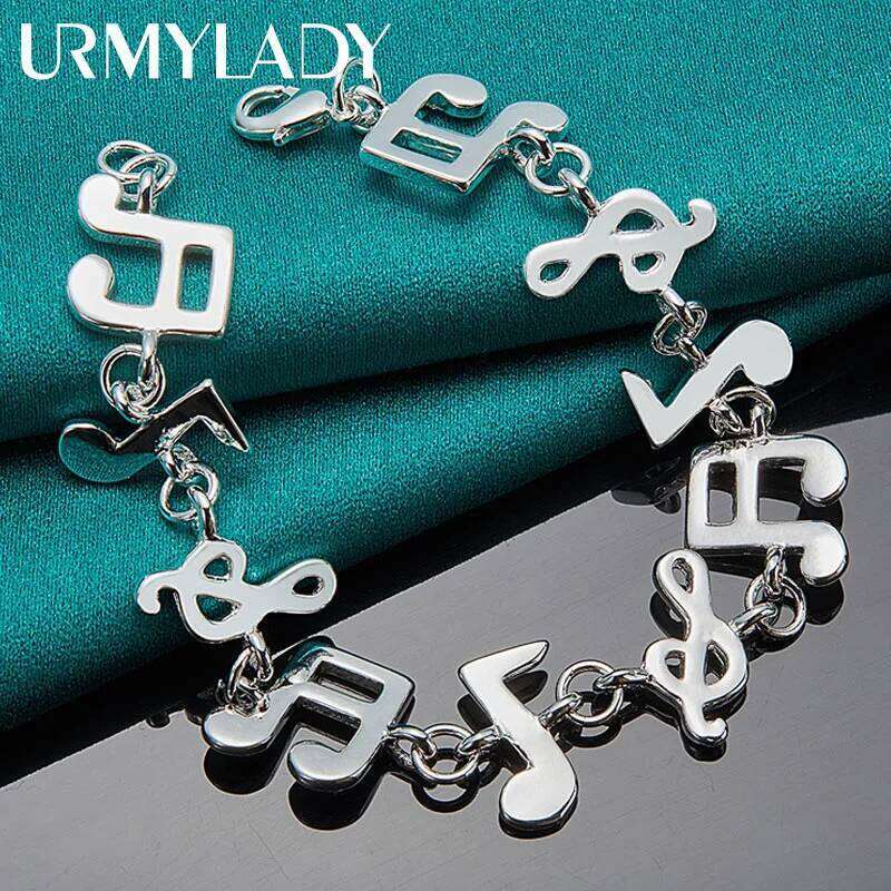 URMYLADY Fine 925 Sterling Silver Music Chain Bracelet For Women Wedding Engagement Party Fashion Charm Jewelry Z260313
