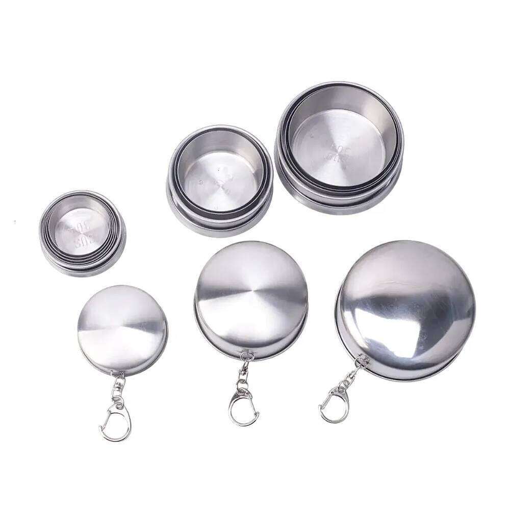 75ml/150ml/250ml/450ml Stainless Steel Folding Cup Telescopic Mug for Tea with Keychain Handcup Portable Outdoor Travel Camping Z260314
