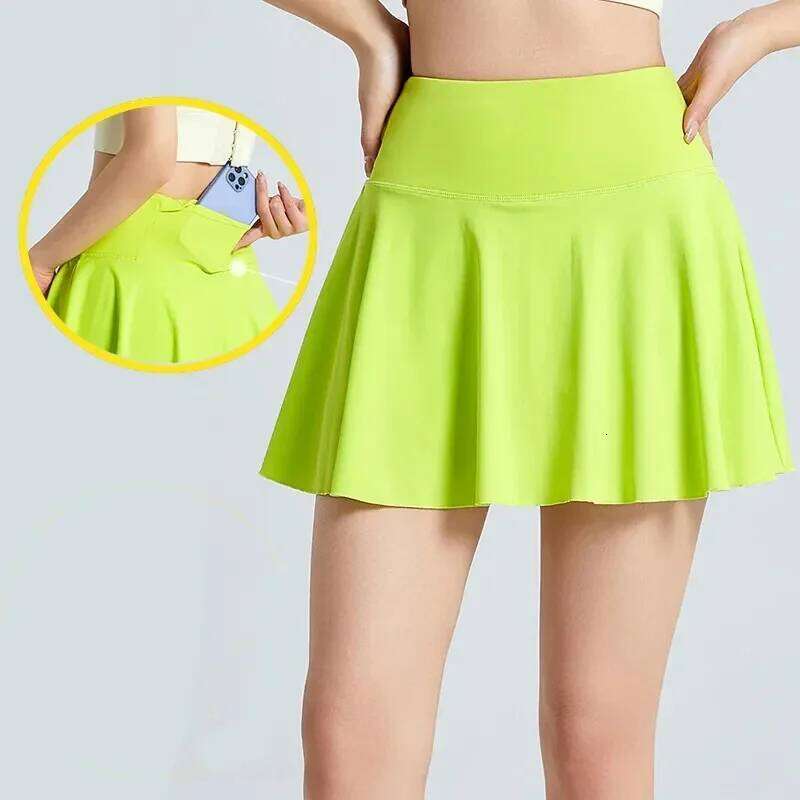 High Waist Sport Tennis for Women Fashion Anti-Shine Quick Drying Elastic Yoga Skirts Woman with Pocket Mini Skirt Female Z260314