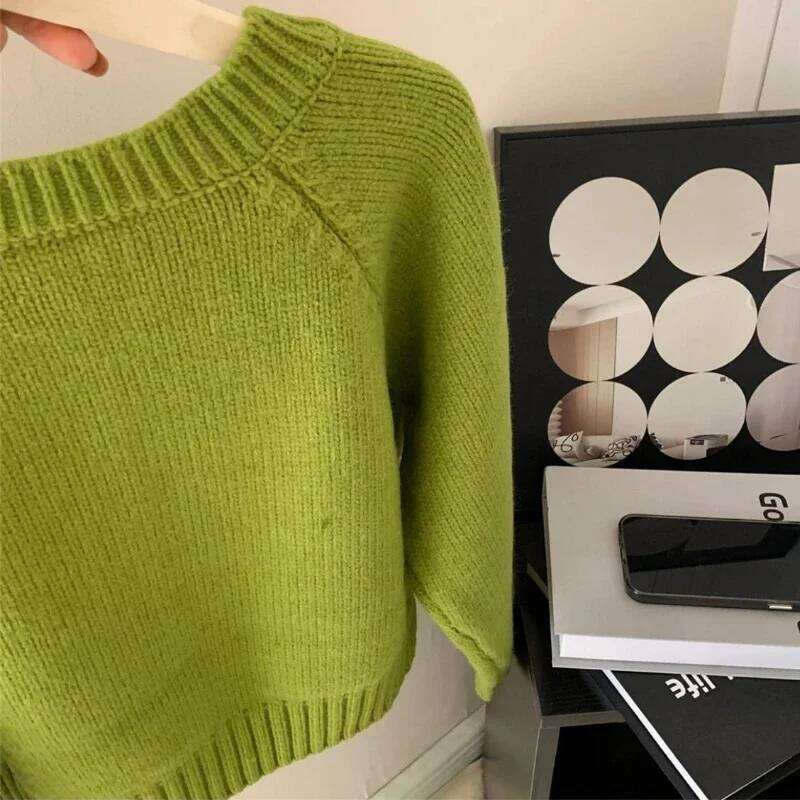 Zipper Cardigan Women Sweater O-neck Cropped Knitwear Cozy Autumn 7-Colors American Temper Minimalist Casual Z260313