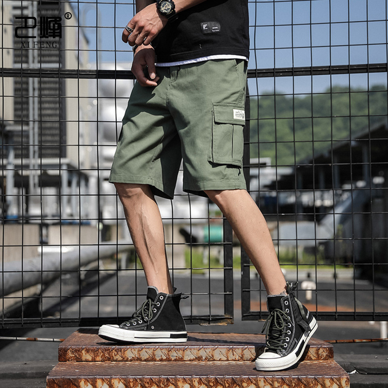 Mens Shorts Summer Cargo Fashion Knee Length Drawstring Men Cotton Khaki Work Bermudas Masculina Plus Size 7XL 210629
