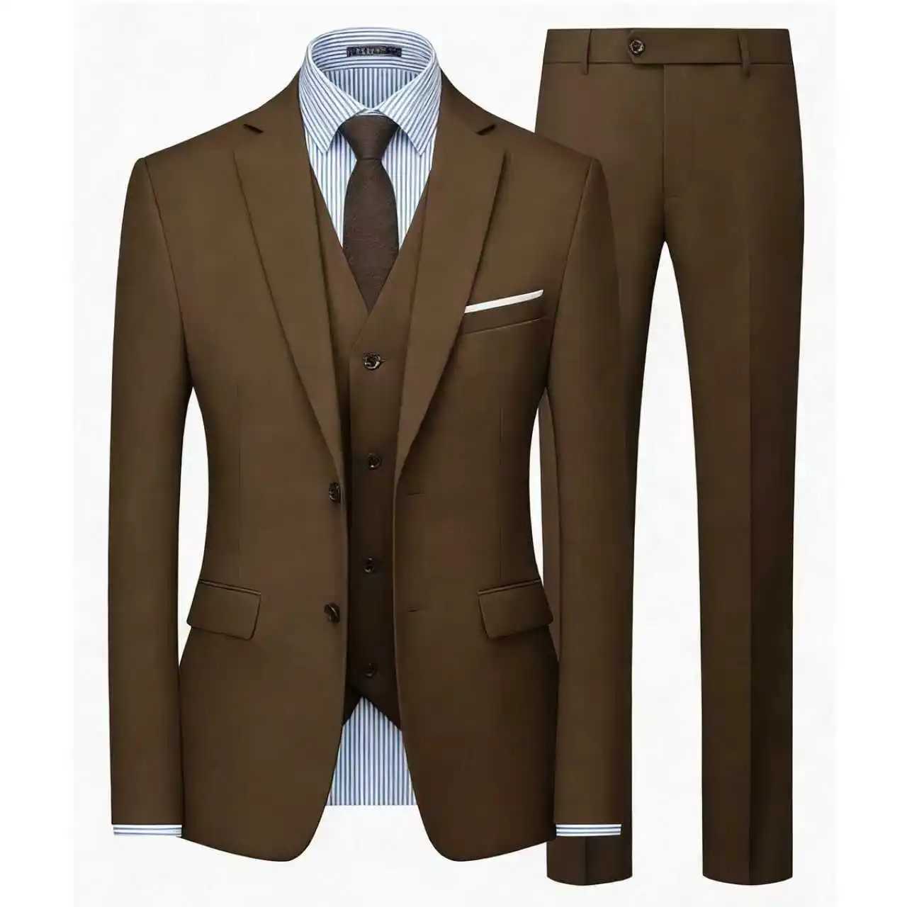 Elegant Mens Suit 3 Piece Fashion Lapel Single Breasted Groom Wedding Slim Fit Casual Version Business Suit For Man M260313