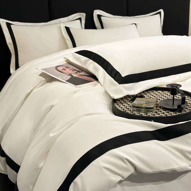 Frame Patchwork Brushed Microfiber King Queen Double Twin Soft White/Gray Hotel Duvet Cover Flat Sheet/Bed sheet Pillowcases H260312 - view 4