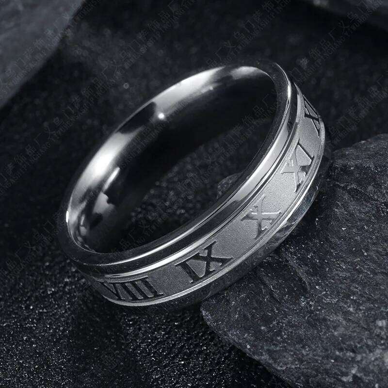 Classic Fashion Stainless Steel Roman Digital Men Women Ring Cool Punk High Quality Waterproof Jewelry for Party Gifts H260312