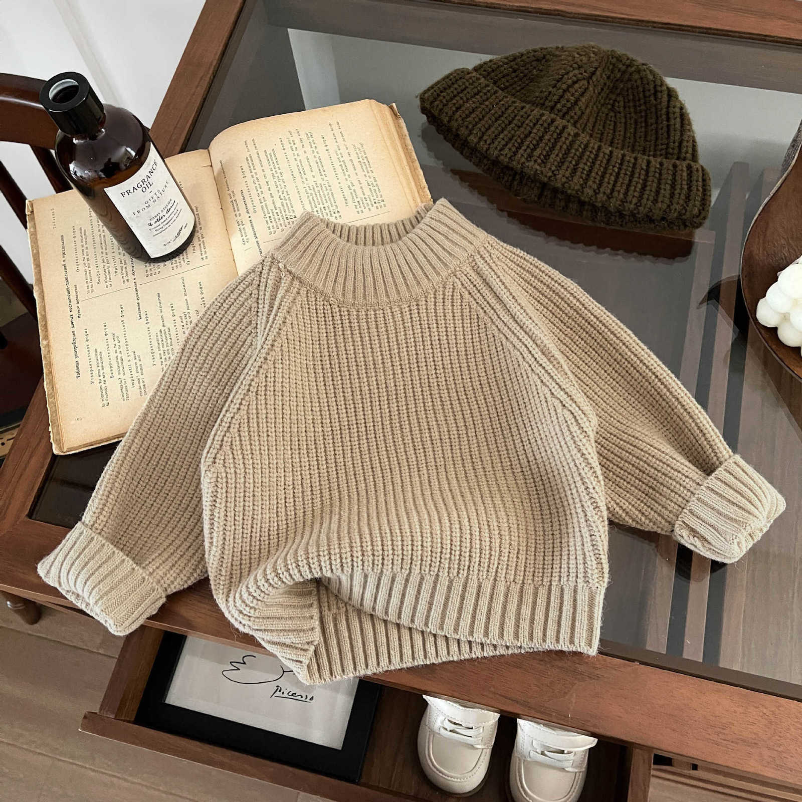 Pullover Korean children's clothing new autumn and winter children's tops chunky knit pullover base layer half-high collar sweater for boys 