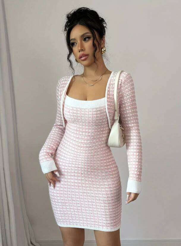 Elegant Ladies Knitted Spring Autumn Versatile Sweater Dress Stylish Women's Fashion Comfortable Fit Clothing Z260314