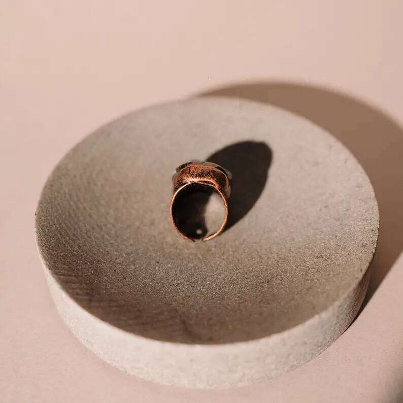 YEEVAA Chunky Turquoise Bronze Ring, Handmade Jewelry Gift H260312