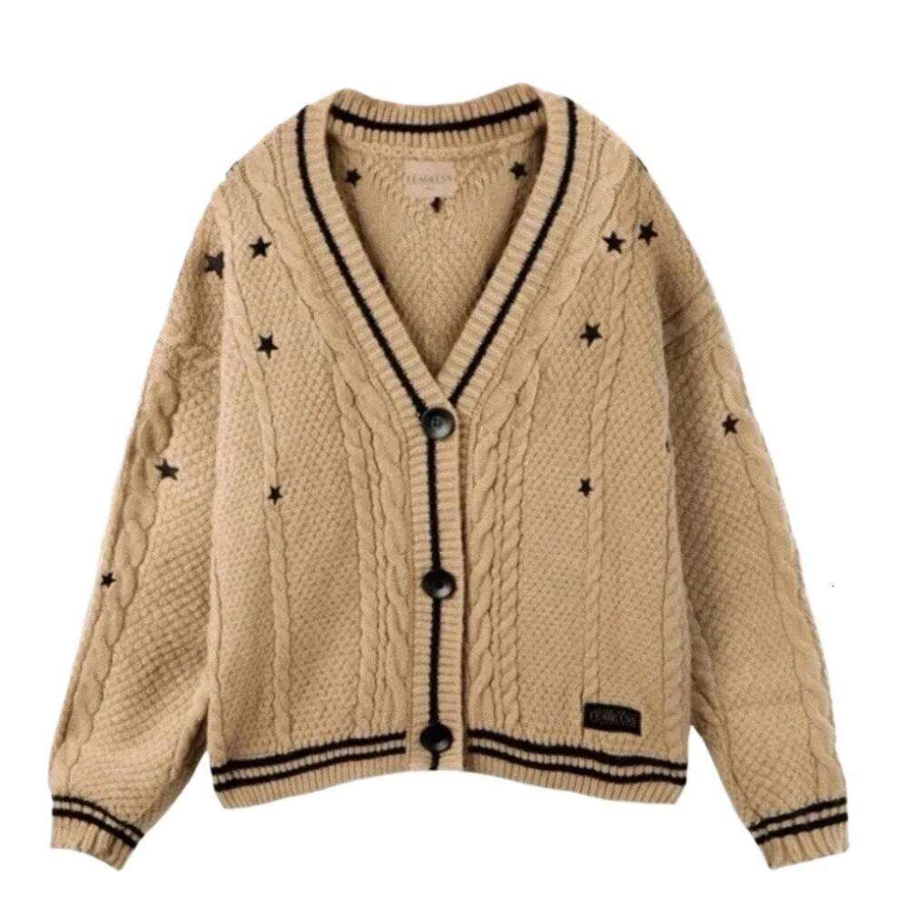 Unisex T.S Fearless Cardigan Knitted Brown Valentine Gift Versatile Z260314