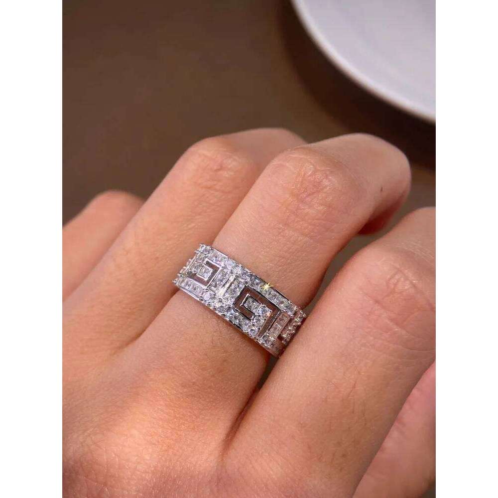 925 Sterling Silver Zircon Sparkle Carbonite Maze Rings For Women Engagement Anniversary High Quality Fine Jewelry H260312