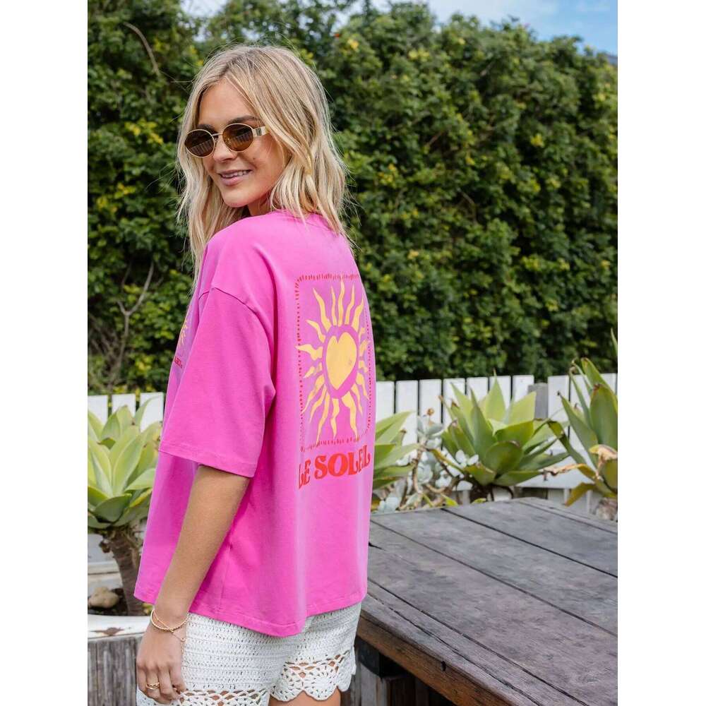 Summer Korean explosive network red sun flower print loose simple women's short sleeve T-shirt top women Z260314